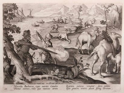 VAN DER STRAET Jan, dit STRADANUS (1523-1605) Chasses et scènes animales: chasse...