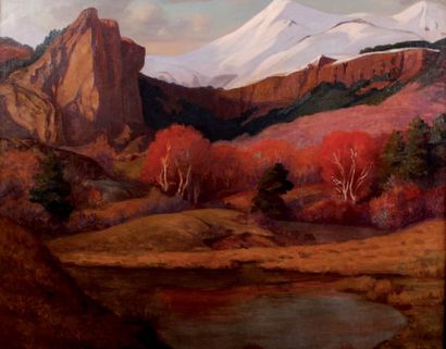 Armand POINT (1860-1932) Paysage de montagne Huile sur toile, signée et datée 1924...