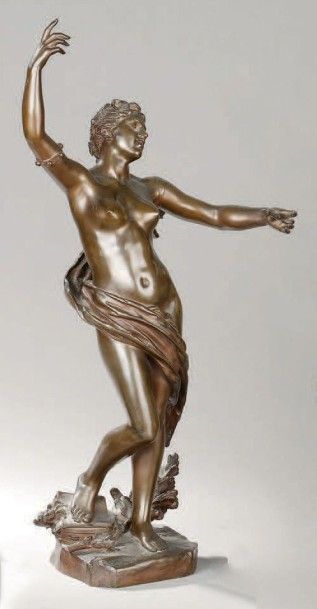 Félix CHARPENTIER (1858-1924) La Chanson de 1889 Epreuve en bronze à patine brune,...