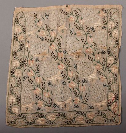  DEUX DOCUMENTS de toile brodée. Turquie, fin du XVIIIe-début XIXe siècle.