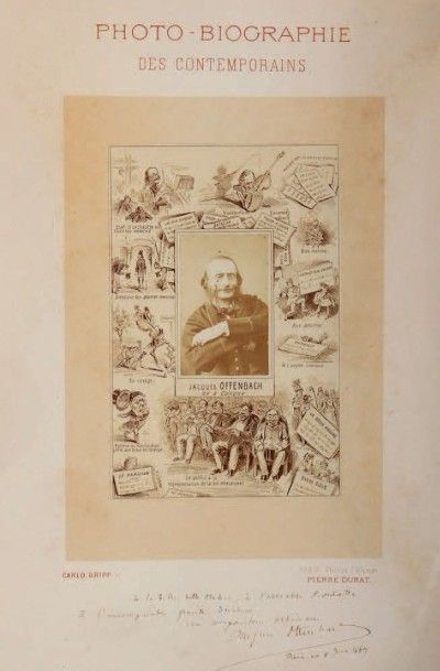 OFFENBACH (Jacques) Photo-Biographie des Contemporains par Pierre Durat, avec composition...