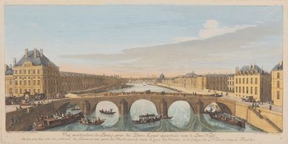 D'après RIGAUD Vue particulière de Paris, prise du pont Royal regardant vers le pont...