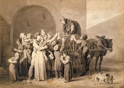 Louis-Léopold BOILLY (1761-1845) La distribution du lait, 1793 Plume, encre noire...