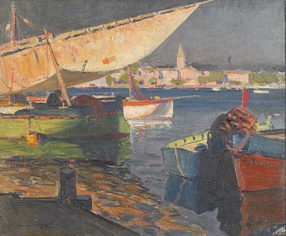 Laurent GALLIO (Toulon 1892 - 1965) Au pays du pêcheur corse Sur sa toile d'origine....