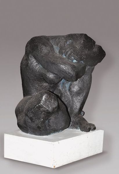 Bernard MOUGIN (1918-2002) Le Crépuscule. Très importante sculpture en plâtre patiné...