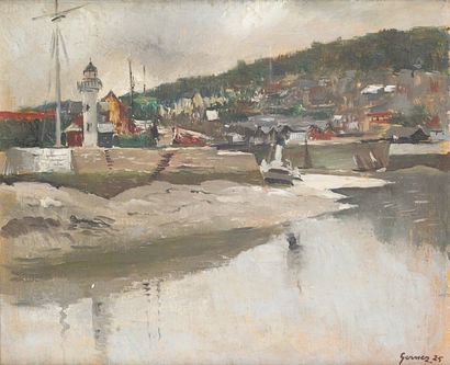 Paul-Elie GERNEZ (1888 - 1948) Honfleur Huile sur toile. Daté 1925. 37 x 45 cm