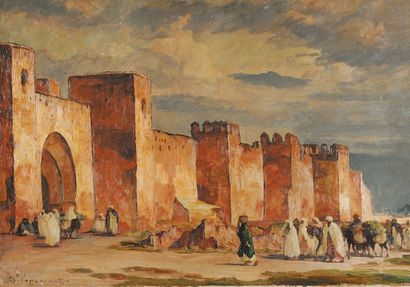 Stephan POPESCO (Fintzesti 1872 - ?) Les remparts de Marrakech Sur sa toile d'origine....