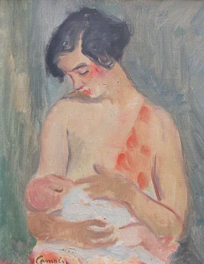 Charles CAMOIN (1879 - 1965) Mère et enfant Huile sur toile, signée en bas à gauche....