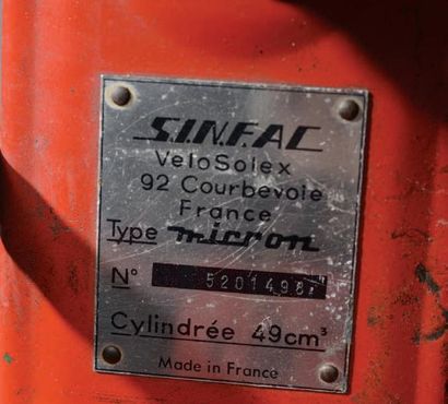 SOLEX MICRON Rare SOLEX de type MICRON de 1968. 49CC. Ce solex est strictement d'origine...