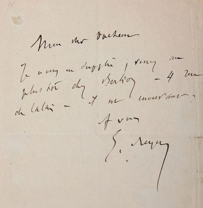 [BERLIOZ Hector] - REYER (Ernest) Billet autographe, signé à un docteur (1869); une...