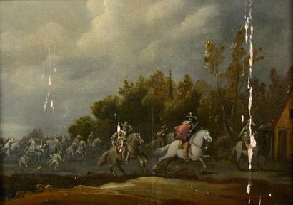 Pieter SNAYERS, Attribué à (Anvers 1592-1666) Combat de cavalerie à l'entrée d'un...