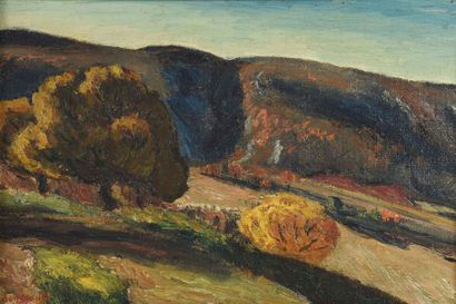 Auguste SEYSSAUD (1867-1952) Paysage Huile sur toile, signée en bas à gauche. 40...