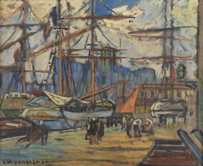 Louis-Mathieu VERDILHAN (1875-1928) Quais du port de Marseille Huile sur toile, signée...