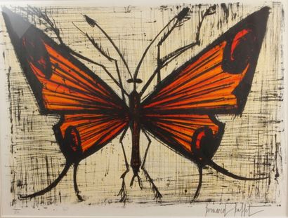 Bernard BUFFET (1928-1999) Papillon Lithographie couleurs, épreuve d'artiste signée...