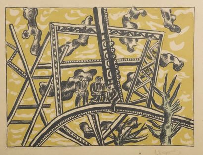 Fernand LÉGER (1881-1955) L'Echafaudage au soleil, 1951 (Saphire 112). Lithographie...