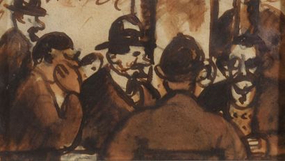 Louis-Mathieu VERDILHAN (1875-1928) Personnages assis au bistrot Encre de Chine et...