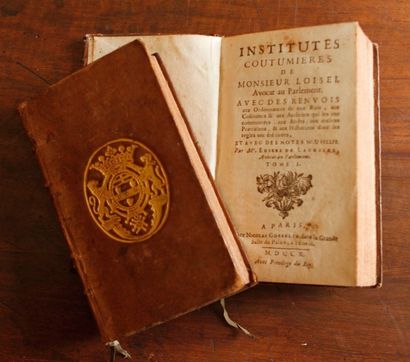 LOISEL Institutes coutumières. Paris, Nicolas Gosselin, 1710. Deux volumes in-8,...