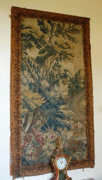 null Elément de tapisserie d'Aubusson représentant une verdure.
(Bordure rapportée,...