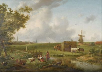 Simon DANCKERTS (?) Ecole hollandaise, dernier tiers du XVIIIe siècle Pâtre et sa...
