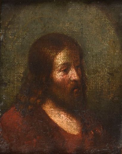 ECOLE FRANCAISE ou ITALIENNE XVIIe siècle Tête de Christ Huile sur toile, anciennement...