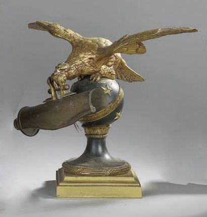 LAMPE DE BUREAU en bronze doré et patine...