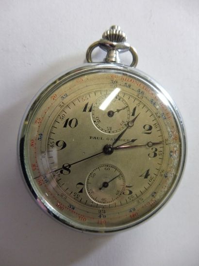null MONTRE DE POCHE A REMONTOIR Chronomètre de marque Paul GARNIER Métal chromé