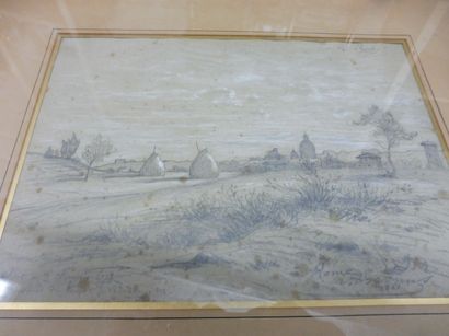 VALADON Jules – 1828-1900 

‘’Rome vu d’une colline’’ Dessin au crayon noir, rehaut...