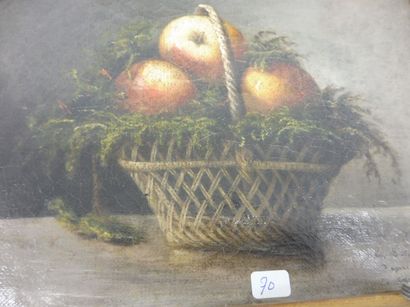 BATISCE M d’après CARTERON 

‘’ le panier de pommes’’ Huile sur toile Signée en bas...