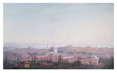 École italienne Vue d'Istanbul
Gouache. 31 x 48 cm
