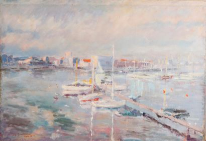 Charles GUILLOUX (1919-2004) 
Port de Sète
Huile sur toile, signée, datée 72 et située...