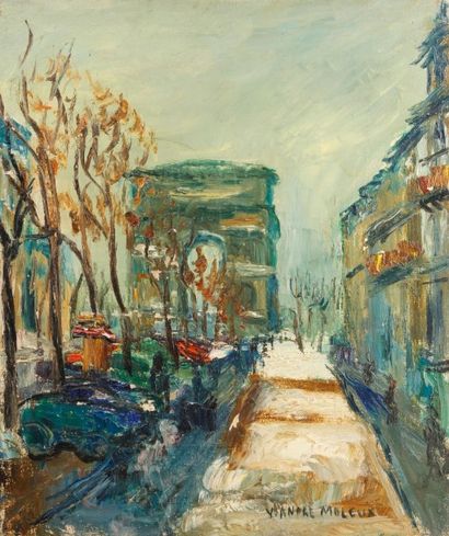 Y. André MOLEUX (né en 1906) 
Arc de Triomphe à Paris
Huile sur toile, signée en...