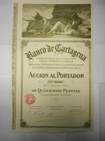null BANCO DE CARTAGENA (Colombie) Action N° 18369 de la seconde série sur 20.000...