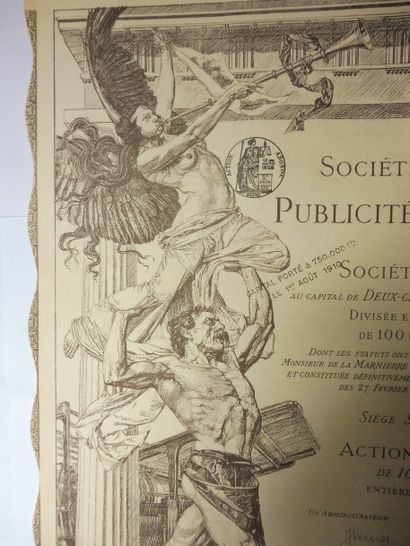 null SOCIETE GENERALE DE PUBLICITE ET D’AFFICHES action N° 6955 sur 7500 datée 1907 ;...