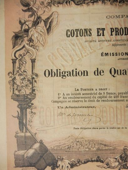 null COTONS ET PRODUITS AGRICOLES ALGERIENS obligation N° 6769 sur 8000 datée de...