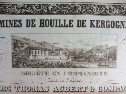 null MINE DE HOUILLE DE KERGOGNE (Finistère) action N° 267 sur 1000, datée 1840 :...