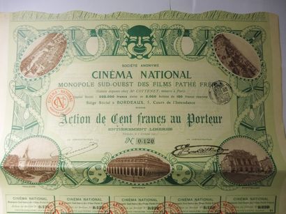 null CINEMA NATIONAL DES FILMS PATHE FRERES part bénéficiaire et action N° 2729 et...