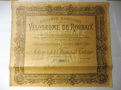 null SOCIETE ANONYME DU VELODROME DE ROUBAIX action N° 661 sur 1600 datée 1898 ;...