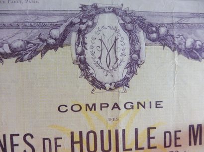 null COMPAGNIE DES MINES DE HOUILLE DE MARLES titre nominatif N° 321 sur 32.000 datée...