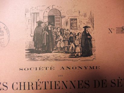 null ECOLES CHRETIENNES DE SEVRES action N° 848 datée de 1894 ; décor vignette représentant...