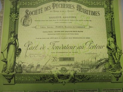 null SOCIETE DES PECHERIES MARITIMES action N° 240 sur 4500 datée 1899 illustration...