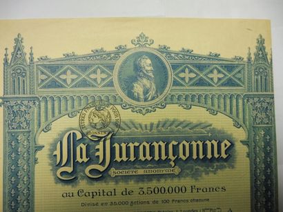 null LA JURANCONNE (liqueur) action N° 2826 sur 35000 datée 1915, décor scène de...