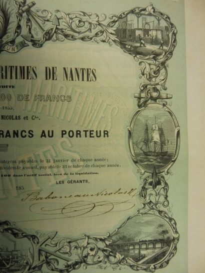 null FORGES ET FONDERIES MARITIMES DE NANTES action N° 1222 sur 6000 datée de 1855...