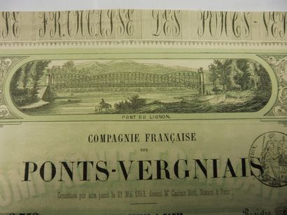 null COMPAGNIE FRANCAISE DES PONTS VERGNIAIS action N° 2758 datée de 1854 ; décor...