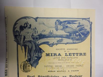 null Lettre sans enveloppe : MIRA LETTRE action N° 25 sur 1000 datée de 1909 décor...