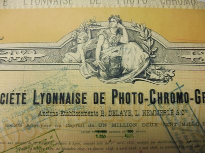 null SOCIETE LYONNAISE DE PHOTO CHROMO GRAVURE action N° 1647 sur 2350 datée de 1900...