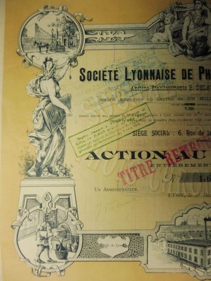 null SOCIETE LYONNAISE DE PHOTO CHROMO GRAVURE action N° 1647 sur 2350 datée de 1900...