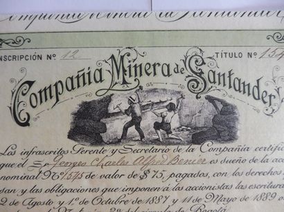 null COMPANIA MINERA SANTANDER ; action N° 1545 en date de 1896, illustrée d’une...