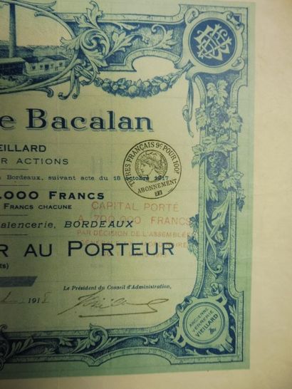 null VERRERIE DE BACALAN action N° 333 sur 1000 datée de 1917 décor vignette représentant...