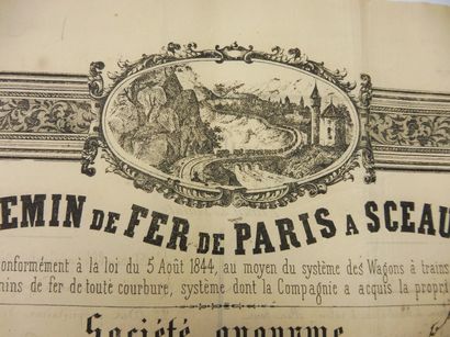 null CHEMIN DE FER DE PARIS A SCEAUX action N° 2252 sur 6000 datée de 1844 décor...