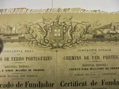 null CHEMIN DE FER PORTUGAIS certificat de fondateur N° 983 sur 35.000 daté 1882...